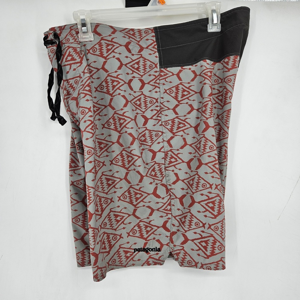 Patagonia Board Shorts Mens Sz 36 Swim Trunks Drawstring Gray Red Summer Beach - Picture 6 of 11